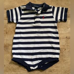 Vintage Polo Ralph Lauren Boy’s Sz‎ 24 Months Cotton Mesh Striped Polo Shortall